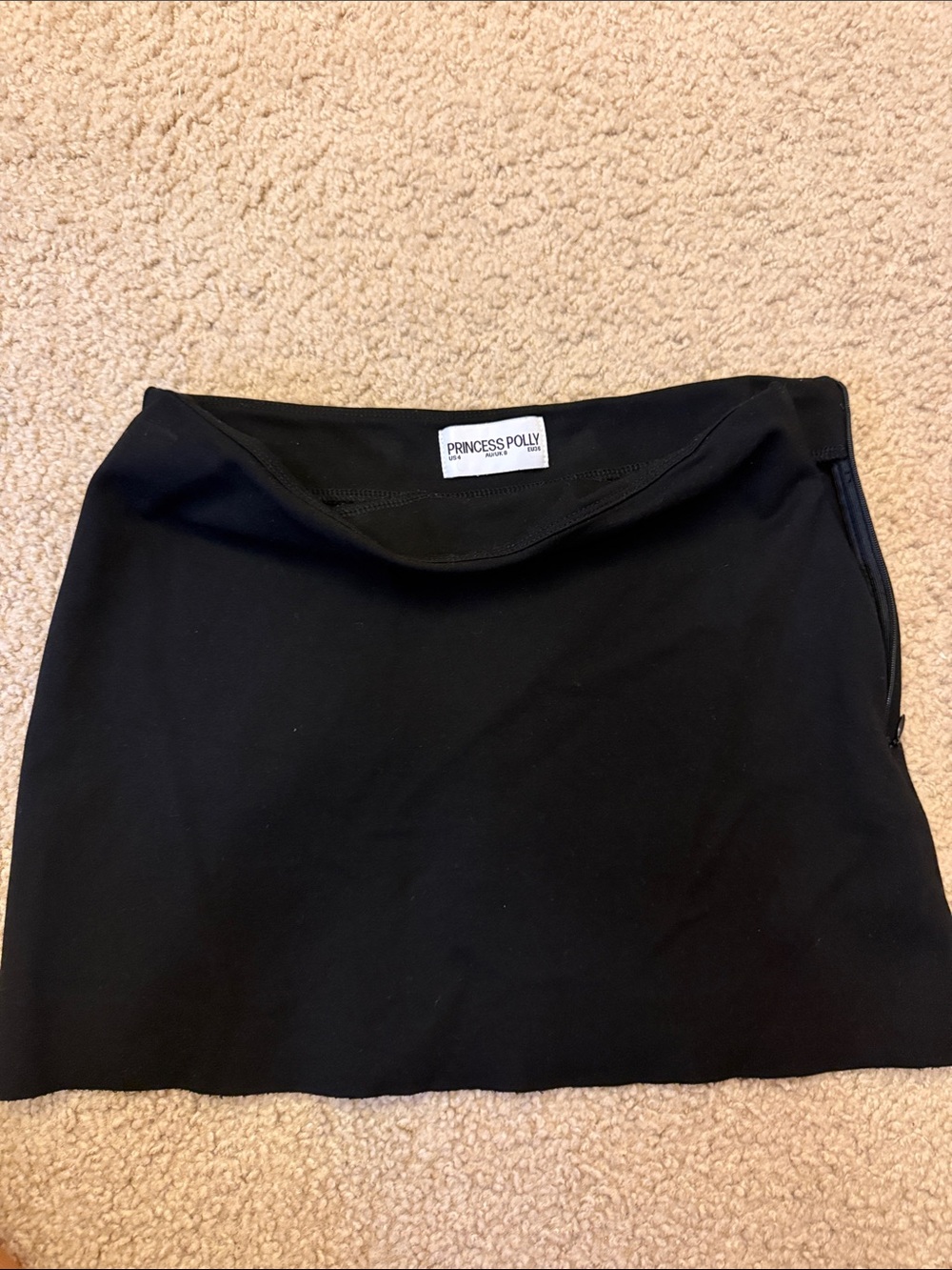 Princess Polly Black Mini Skirt with Side Zip